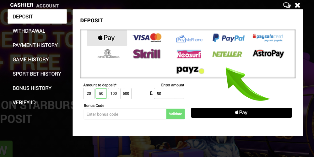 choose payment method